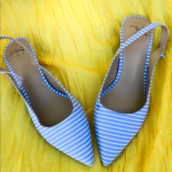 a new day Shoes - NWOT A New Day Blue and White Striped Heels